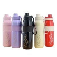 Bình giữ nhiệt coffee 600ml inox 304 có ống hút quai xách tiện lợi dễ dàng mang đi học thể thao
