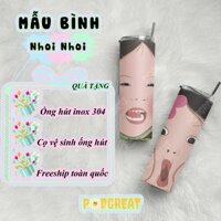 Bình Giữ Nhiệt Cute, Cốc Giữ Nhiệt, Ly Giữ Nhiệt Lầy Lội 600ml, Có Tặng Kèm Ống Hút Và Cọ Vệ Sinh Ống Hút