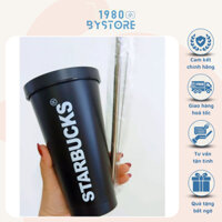Bình Giữ Nhiệt Đen Starbucks, Inox 304 Không Gỉ. Kèm Ống Hút, Giữ Nhiệt Tốt, Chống Xước