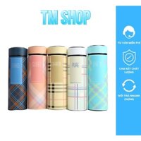 Bình giữ nhiệt dung tích 500 ml Bình đựng nước có nắp lọc giữ nóng lạnh thiết kế màu kẻ caro đẹp mắt