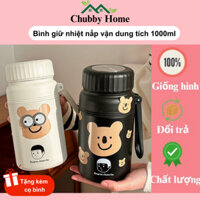 Bình giữ nhiệt Fashion Cup gấu nâu nắp vặn dung tích 1000ml