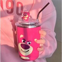 Bình Giữ Nhiệt Gấu Dâu Đựng Coffee, Cốc Nước Giữ Nhiệt Nóng Lạnh INOX 304 Bình Đựng Nước