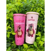 Bình giữ nhiệt  Gấu Losto chống gậy 750ml inox 304 cao cấp Tặng phụ kiện(túi trong +cọ rửa ống hút + nút đậy ống hút )