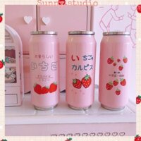 🎀BÌNH GIỮ NHIỆT HÀN QUỐC🎀 Bình Uống Nước Giữ Nhiệt Hồng Phấn Hình Dâu Tây Có Sức Nhiệt Lớn Dung Tích 500ml