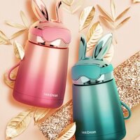 Bình giữ nhiệt Hello Dream tai thỏ đáng yêu cốc uống cafe xinh xắn 300ml Inox304 giữ nhiệt 15h