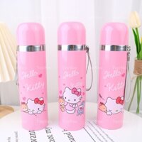 Bình giữ nhiệt Hello Kitty nắp xoay có dây xách dễ thương chất liệu inox 304 an toàn HK0021