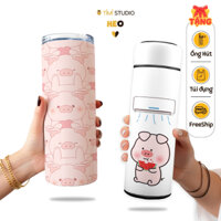 Bình Giữ Nhiệt Hình Con Heo - 600ml - Inox 304 - Tặng Túi Xách - Tỉ Mỉ Studio