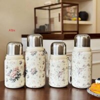 Bình giữ nhiệt hình Hoa 400/600ML có lưới lọc trà, bình giữ nhiệt nóng lạnh inox 316 có dây xách tiện lợi