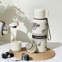 Bình Giữ Nhiệt Hoa Flower CUP, Bình Nước Giữ Nhiệt Đa Năng Có Khay Lưới Lọc Inox 305  Dung Tích 800ml Không Gỉ Siêu Bền