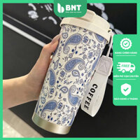 Bình giữ nhiệt hoa lá cành inox 316 dung tích 500ml có quai cầm và ống hút tiện lợi