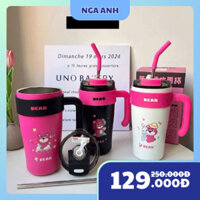 Bình giữ nhiệt  hoạ tiết gấu bear chất liệu inox 316 dung tích 860ml tặng kèm ống hút,bình giữ nhiệt,bình uống nước