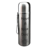 Bình giữ nhiệt inox có dây màu bạc 500ml, free khắc laser