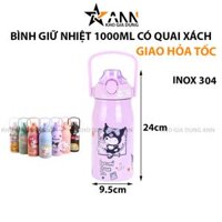 Bình Giữ Nhiệt Inox Có Quai In Hoạt Hình 1000ml