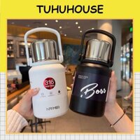 Bình giữ nhiệt khắc tên KOKO 800/1000/1500ml, bình nước inox 316 giữ nhiệt nóng lạnh có lưới lọc trà - TUHUHOUSE