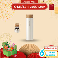 Bình giữ nhiệt LocknLock Flat Tumbler 400ml LHC4227 , có khay lọc trà, nắp nhựa kiểu gỗ - K-MALL