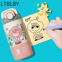 Bình Giữ Nhiệt LTBLBY, Cốc Giữ Nhiệt 500ML Hoạt Hình Dễ Thương, Thời Trang Có Ống Hút Thép Không Gỉ 316 Cốc Nước Di Động Cho Học Sinh