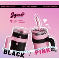 Bình giữ nhiệt màu đen/hồng 1200ml bằng thép không gỉ 304 với ống hút, tay cầm tiện lợi BN28