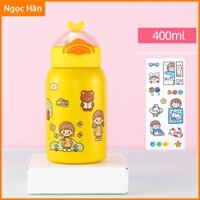 Bình Giữ Nhiệt Mini Dung Tích 400ml Model SM019 Kèm Miếng Dán Sticker Ngộ Nghĩnh ngochanshop