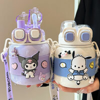 Bình Giữ Nhiệt Ống Hút Trẻ Em Di Động Uống Đôi Dung Tích Lớn Trường Học Chuyên Dụng Kuromi Sinh Viên Cốc Nước 316 Thép Không Gỉ