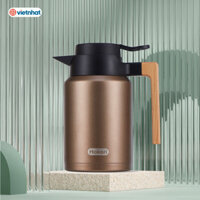 Bình giữ nhiệt quai gỗ 1,5L Hokori, Bình trà inox giữ nhiệt - 0115