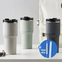 Bình giữ nhiệt sơn tĩnh điện Lock&Lock Metro Drive 650ml kèm ống hút và cọ rửa - 3 màu chống trơn trượt