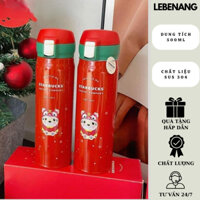 Bình giữ nhiệt Starbuck Thermos 500ml , binh nước inox 304 nắp kín con hổ cute Lebenang