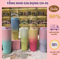 Bình giữ nhiệt Starbucks Pink Purple Gradient 820ml, bình đựng nước bằng thép không gỉ kèm quai xách và ống hút - CH95
