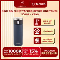 Bình giữ nhiệt Tafuco Office One Touch 500ml, Inox 316 - Nút bấm tiện lợi (Xanh)