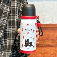 Bình Giữ Nhiệt THANKS 500ml Họa Tiết Mèo Dễ Thương Lõi Inox 316 Giữ Nhiệt 5-6 giờ
