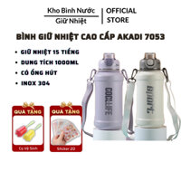 Bình giữ nhiệt thể thao AKADI 7053 dung tích 1000ml giữ nhiệt 15 tiếng nắp bật ống hút tặng kèm cọ vệ sinh bình