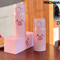 Bình giữ nhiệt Thermos 350ml heo hồng, bình nước cute giữ nóng đá 6-8 tiếng Pinchana