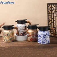 Bình giữ nhiệt trà hoa cổ điển FOUNDTWO, Ấm đun nước trà chống nhỏ giọt bằng thép không gỉ, Bộ lọc tích hợp tiện lợi Cách nhiệt Nồi trà nóng Mini phong cách Trung Quốc Hộ gia đình