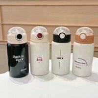 Bình giữ nhiệt trẻ em đi học 450ml, có ống hút tiện lợi, màu pastel dễ thương đáng yêu cute, Inox cao cấp 304
