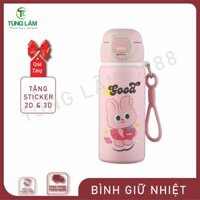Bình giữ nhiệt trẻ em siêu cute inox 316 dung tích 500ml rất tiện dụng có thể để tai balo [ Tặng kèm ticker 2D+3D ]