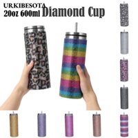 Bình giữ nhiệt URKIBESOTA, có cốc chân không pha lê dính ống hút, cốc uống nước trực tiếp bằng thép không gỉ 304 bền 20oz Quà tặng học sinh