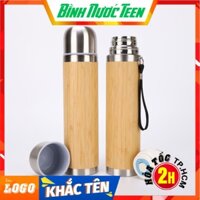 Bình Giữ Nhiệt Vỏ Tre Kèm Cốc Uống Nước 500ml Q104A