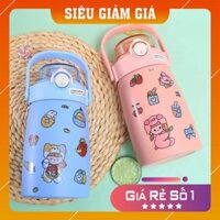 Bình giữ nhiệt ❤️𝑭𝒓𝒆𝒆𝒔𝒉𝒊𝒑❤️ Bình nước giữ nhiệt cute có ống hút dễ thương,có kèm theo sticker 2D