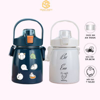 Bình giữ nhiệt,bình nước 1000ml có ống hút inox 304 giữ nhiệt 12h tặng Sticker trang trí