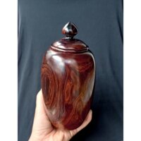 Bình gỗ cẩm - hũ đựng trà - chum gỗ cẩm siêu vân - Kiểu chum trơn C3 (cao 21cm)