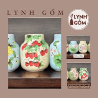 Bình gốm cắm hoa vẽ tay dáng bóng đèn, bình gốm cắm hoa Bát tràng, Bình gốm vẽ tay đẹp - Lynh Gốm Decor