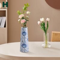 Bình gốm hoa màu xanh và trắng Homyl Bình cắm hoa Bình sứ nhỏ cho gia đình Mantel Văn phòng Phòng khách Kệ sách