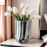 Bình gốm mạ điện, Bình hoa để bàn thanh lịch nhẹ nhàng sang trọng, Hộp đựng bút Túi giấy INS tối giản Hình chai trang trí trang trí nhà cửa