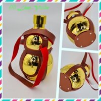 BÌnh hồ lô choé vàng phong thuỷ đựng nước 1.6 lit có bao da tặng kèm 02 ly nhỏ