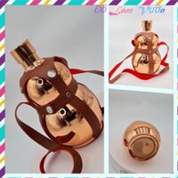 Bình hồ lô Inox 1.6 lít đựng nước màu đồng có bao da lủng