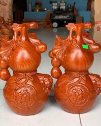 Bình hồ lô phong thủy hút tài lộc bằng gỗ hương kt cao 302013cm