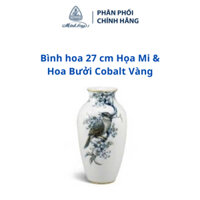 Bình hoa 27 cm Họa Mi & Hoa Bưởi Cobalt Vàng - Gốm sứ cao cấp Minh Long I
