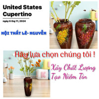 Bình hoa bằng gỗ,bình hoa gỗ vẽ hoa mai- đào,đôi chim.