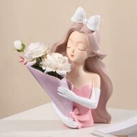 Bình Hoa Cô Gái Ôm Hoa Lọ Hoa