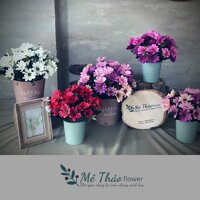 Bình Hoa Cúc Giả Kèm Hộp Sắt Vintage Trang Trí Nhà, Lọ Hoa Decor Shop, Quán Cafe, Trang Trí Phòng Khách Mê Thảo Flower