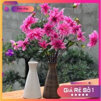 Bình hoa dáng bó mạ , Bình gốm sứ Bát Tràng trơn không họa tiết men nâu Mộc decor trang trí nhà cửa